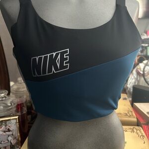 Nike Black and Blue Fitted Crop Tank Top